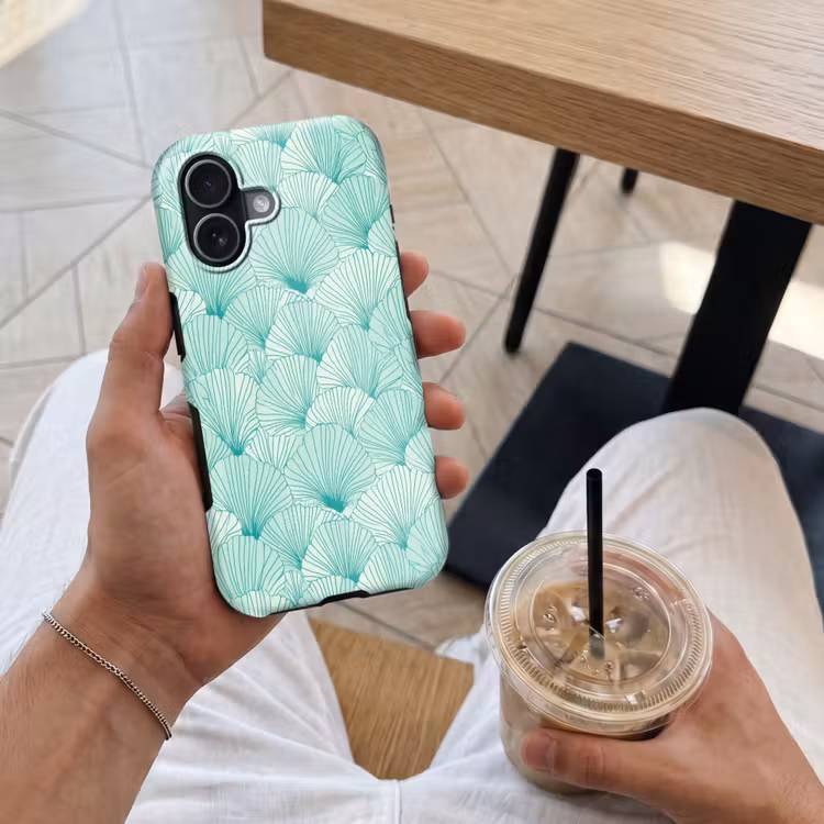 Groen - Wit - Ginko - Getekend - Textuur Toughcase MagSafe Apple iPhone 17 klein 1017 -Sfeer1M