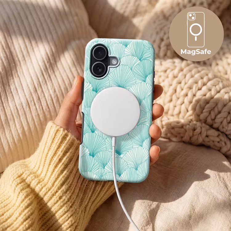 Groen - Wit - Ginko - Getekend - Textuur Toughcase MagSafe Apple iPhone 17 klein 1017 -USP_MagsafeV