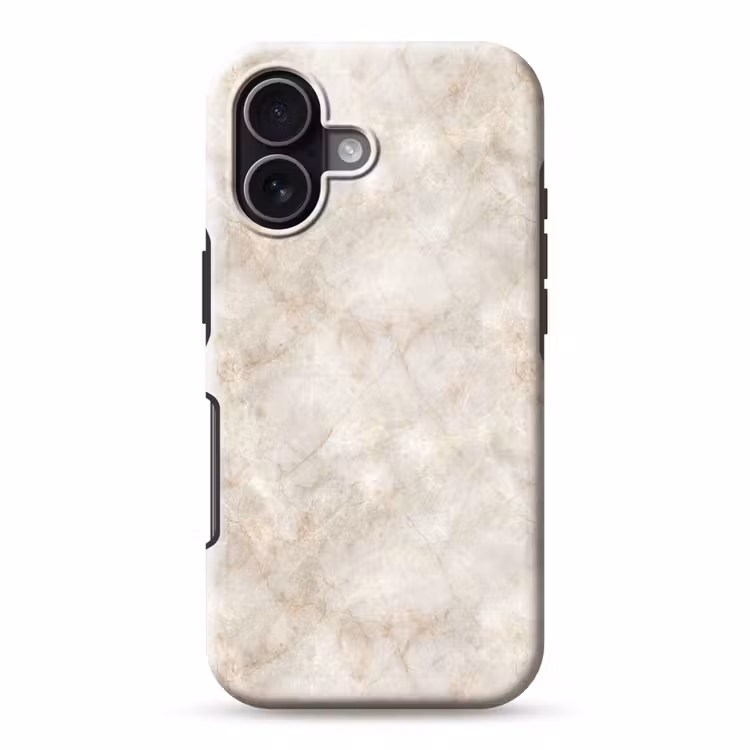 Lichtbeige - Goudbruine Nerven - Marmer Toughcase MagSafe Apple iPhone 17 klein 1017 -3d