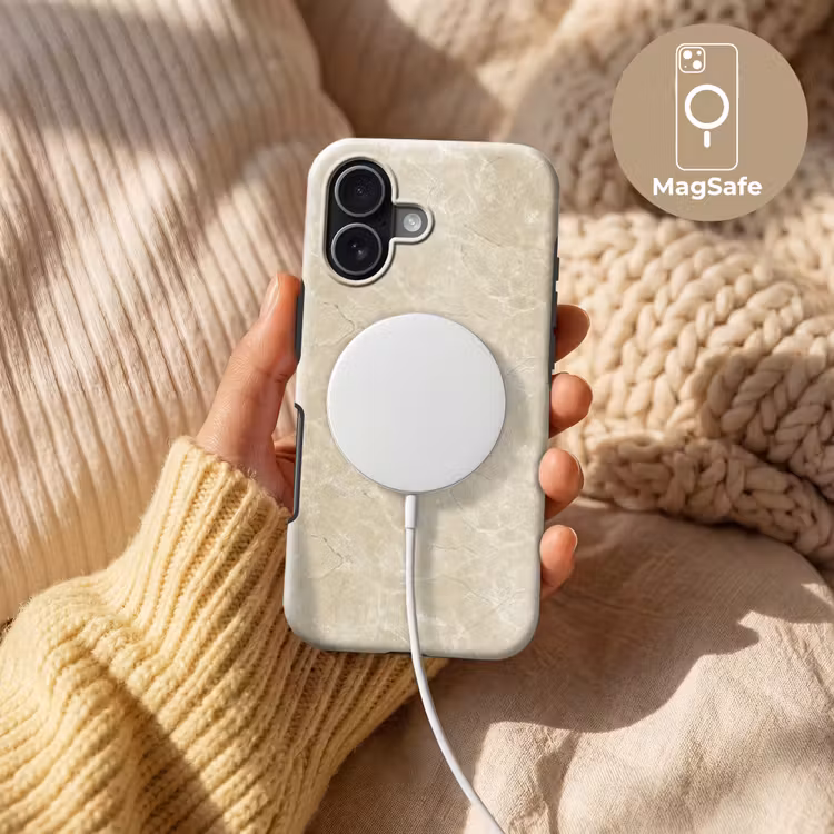 Lichtbeige - Marmer - Diffusie adering Toughcase MagSafe Apple iPhone 17 klein 1017 -USP_MagsafeV