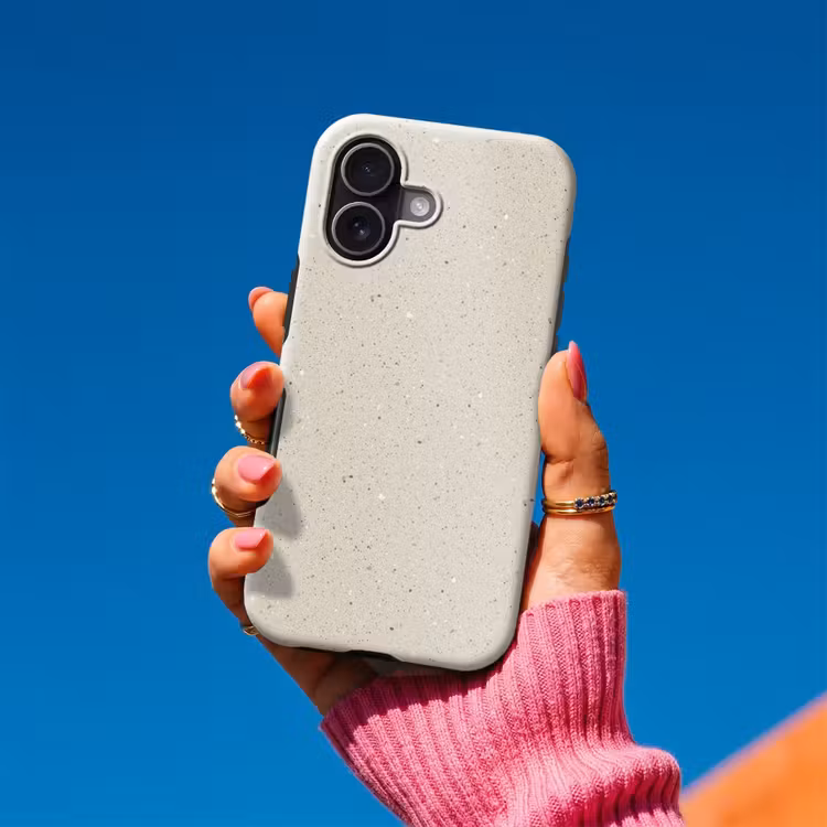 Lichtbeige - Terrazzo - Grijs Toughcase MagSafe Apple iPhone 17 klein 1017 -Sfeer1V