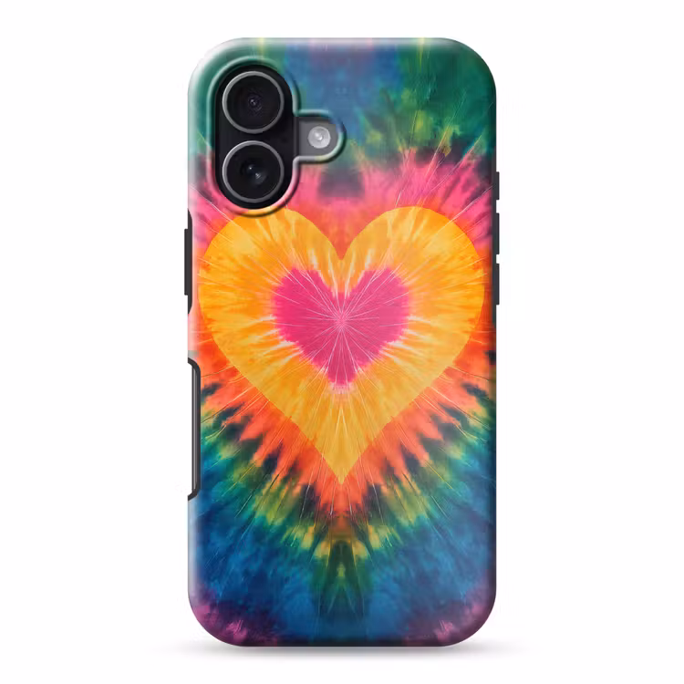 Hart - Tie Dye - Kleurrijk Toughcase MagSafe Apple iPhone 17 klein -3d