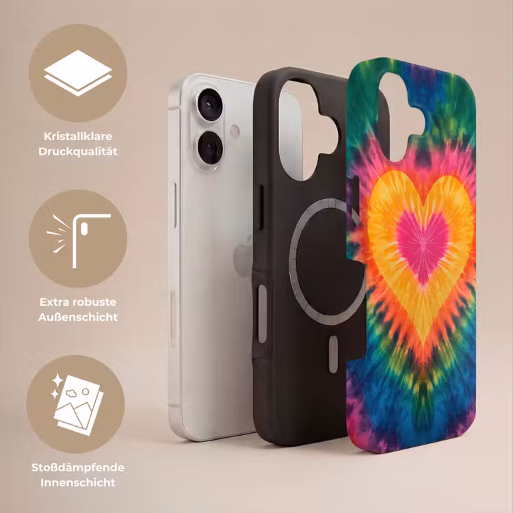 Hart - Tie Dye - Kleurrijk Toughcase MagSafe Apple iPhone 17 klein -USP_Lagen_DE