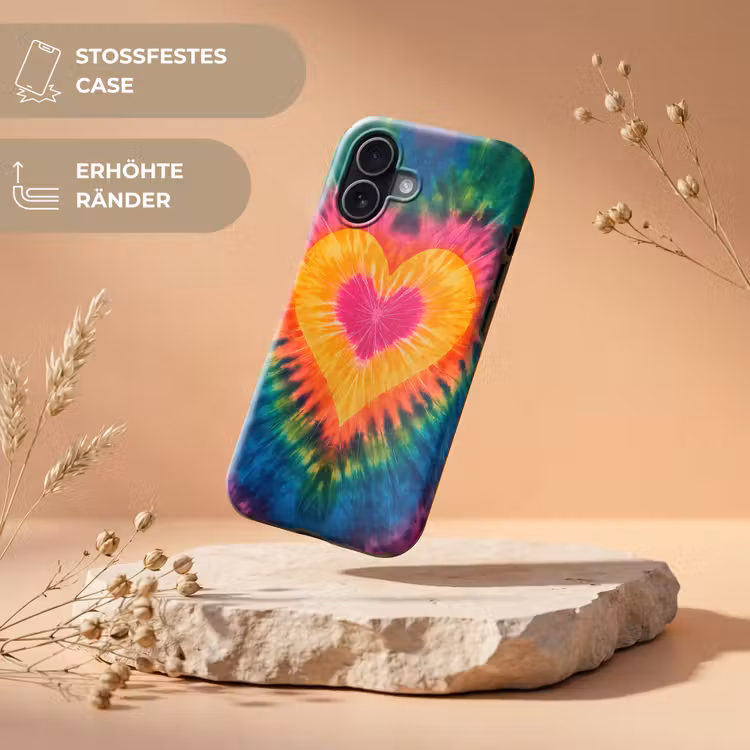 Hart - Tie Dye - Kleurrijk Toughcase MagSafe Apple iPhone 17 klein -USP_RandenV_DE