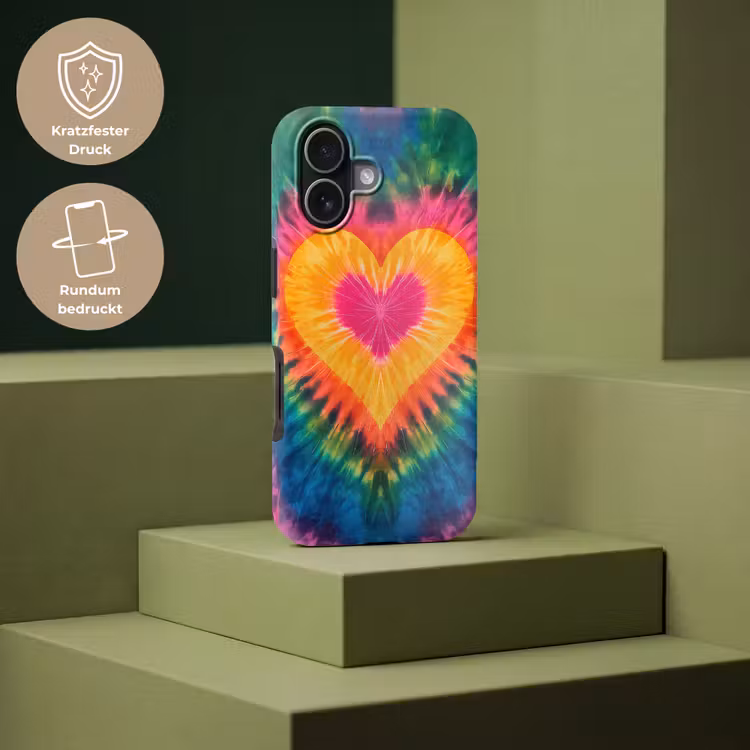 Hart - Tie Dye - Kleurrijk Toughcase MagSafe Apple iPhone 17 klein -USP_PrintM_DE