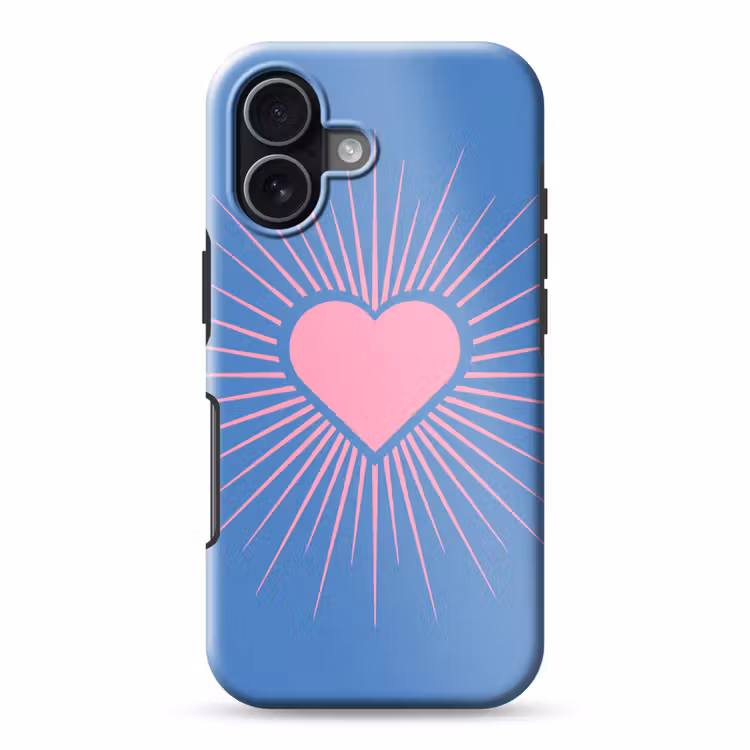 Hart - Stralen - Liefde - Modern - Roze Toughcase MagSafe Apple iPhone 17 klein -3d