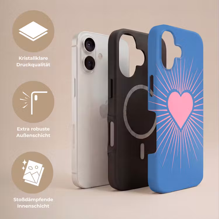 Hart - Stralen - Liefde - Modern - Roze Toughcase MagSafe Apple iPhone 17 klein -USP_Lagen_DE