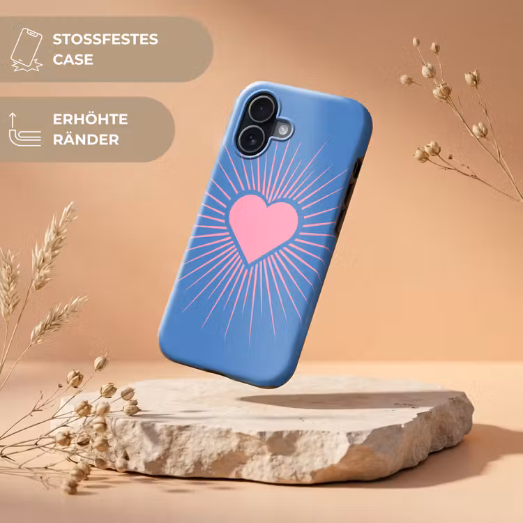 Hart - Stralen - Liefde - Modern - Roze Toughcase MagSafe Apple iPhone 17 klein -USP_RandenV_DE