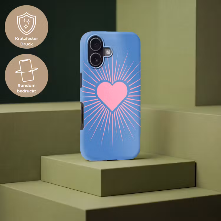 Hart - Stralen - Liefde - Modern - Roze Toughcase MagSafe Apple iPhone 17 klein -USP_PrintM_DE