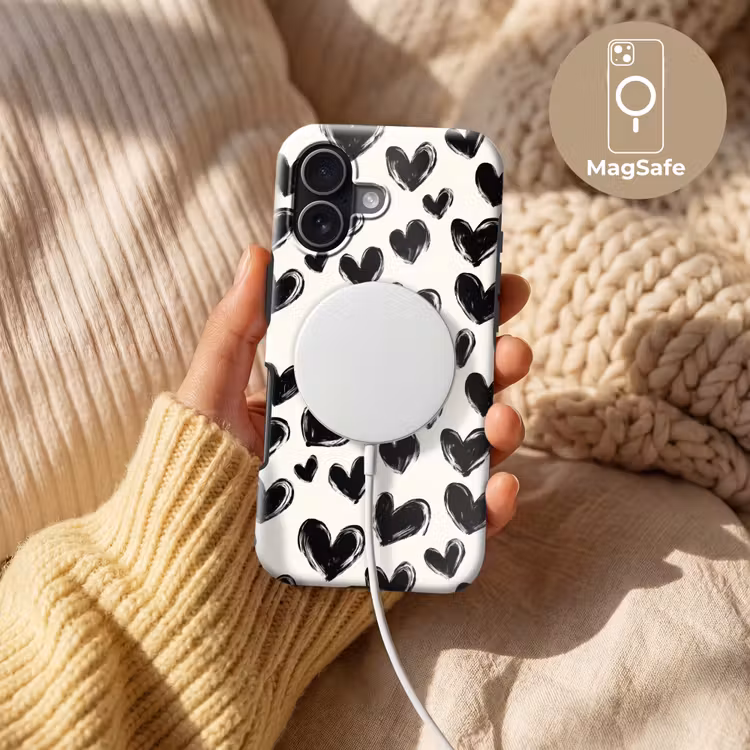 Hartjes - Patroon - Zwart Toughcase MagSafe Apple iPhone 17 klein 1017 -USP_MagsafeV