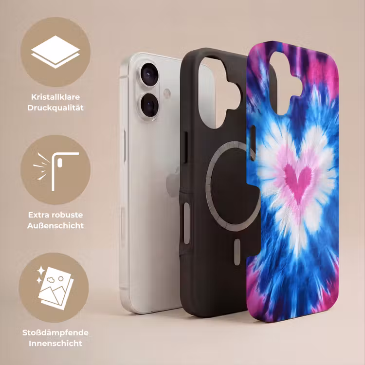 Hartvormig - Tie dye - Paars Toughcase MagSafe Apple iPhone 17 klein -USP_Lagen_DE