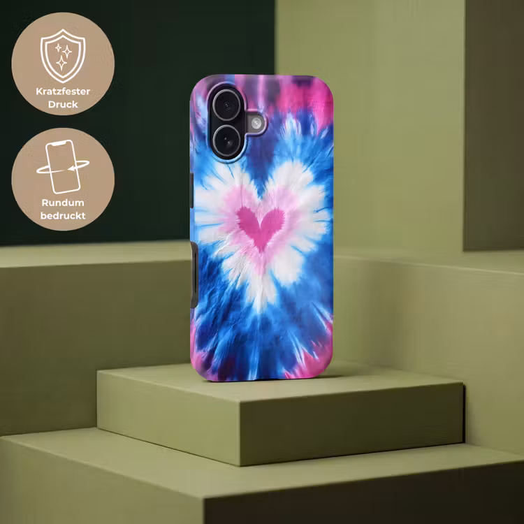 Hartvormig - Tie dye - Paars Toughcase MagSafe Apple iPhone 17 klein -USP_PrintM_DE