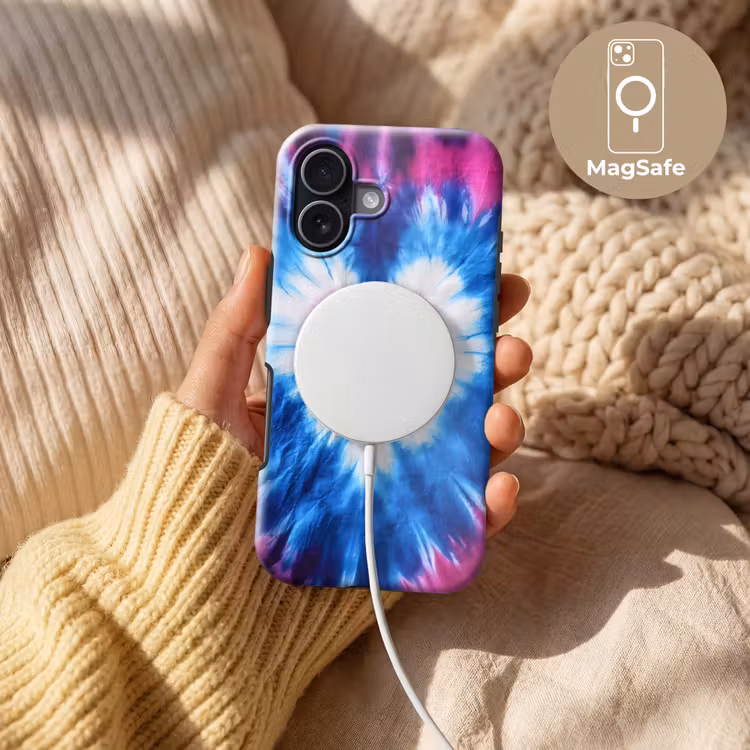 Hartvormig - Tie dye - Paars Toughcase MagSafe Apple iPhone 17 klein -USP_MagsafeV