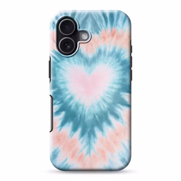 Hartvormig - Tie dye - Pasteltinten - Lichtgroen Toughcase MagSafe Apple iPhone 17 klein -3d