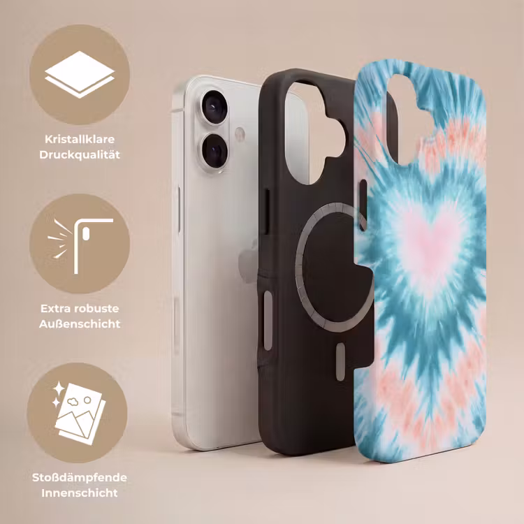 Hartvormig - Tie dye - Pasteltinten - Lichtgroen Toughcase MagSafe Apple iPhone 17 klein -USP_Lagen_DE