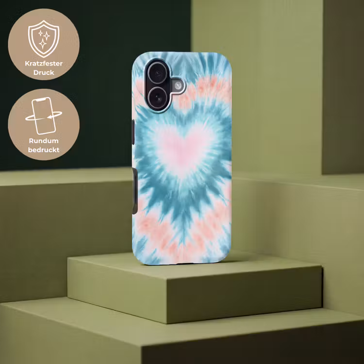 Hartvormig - Tie dye - Pasteltinten - Lichtgroen Toughcase MagSafe Apple iPhone 17 klein -USP_PrintM_DE