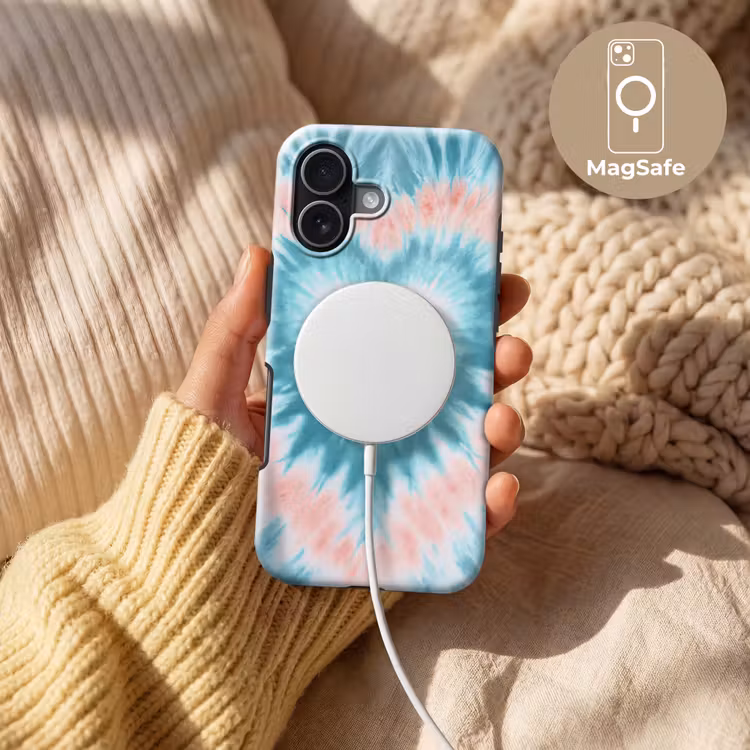 Hartvormig - Tie dye - Pasteltinten - Lichtgroen Toughcase MagSafe Apple iPhone 17 klein -USP_MagsafeV