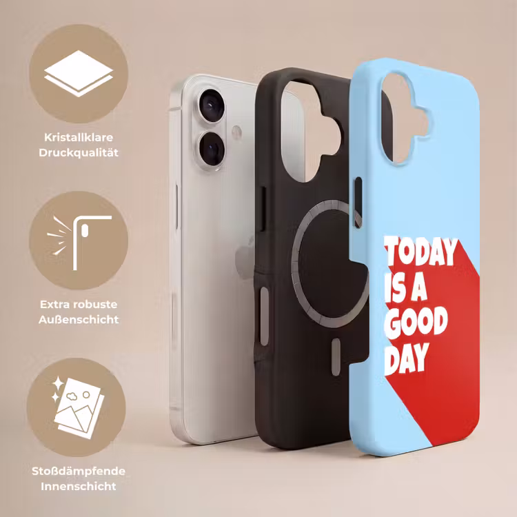 Today is a good day - Rood - lichtblauw Toughcase MagSafe Apple iPhone 17 klein -USP_Lagen_DE