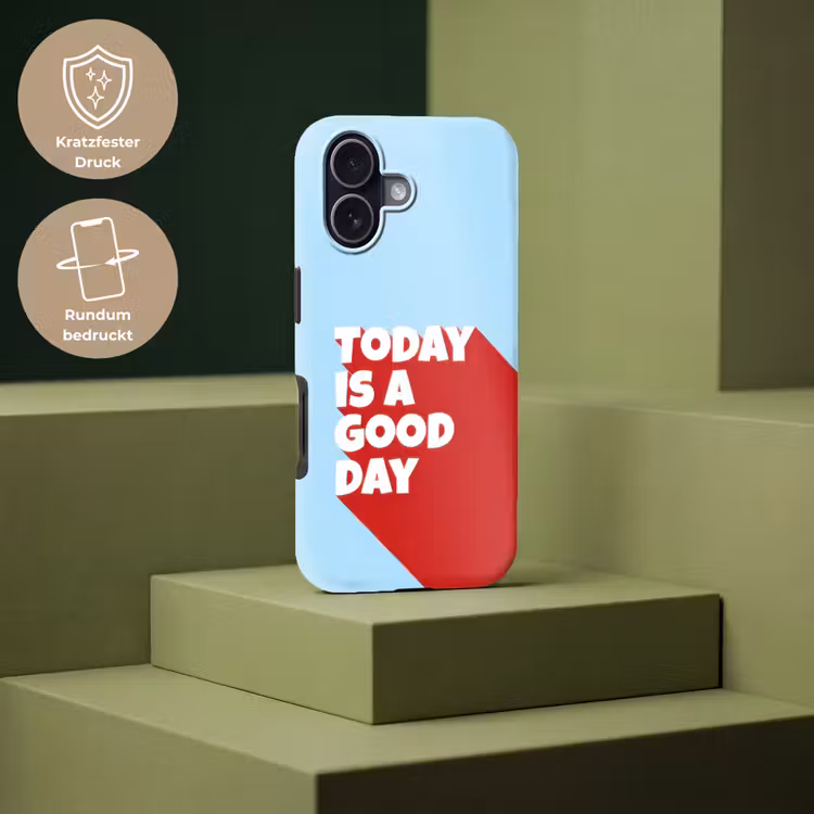 Today is a good day - Rood - lichtblauw Toughcase MagSafe Apple iPhone 17 klein -USP_PrintM_DE