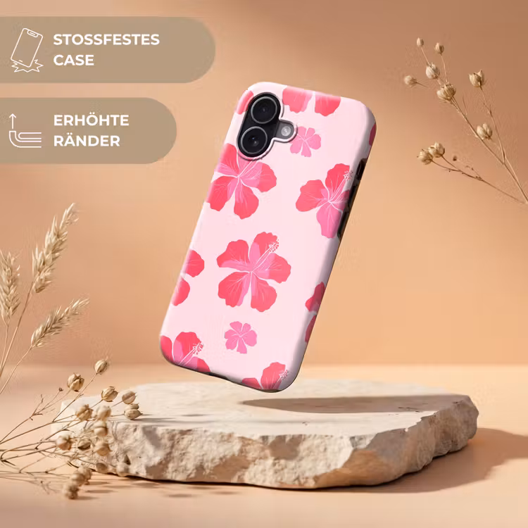 Hibiscus - Bloemen - Roze Toughcase MagSafe Apple iPhone 17 klein 1017 -USP_RandenV_DE