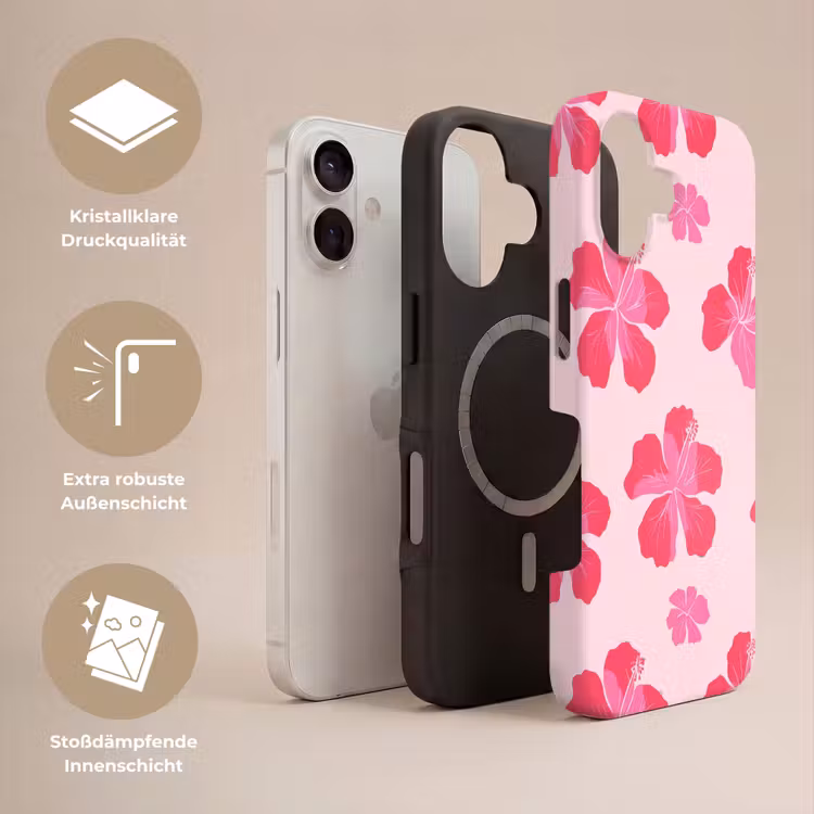 Hibiscus - Bloemen - Roze Toughcase MagSafe Apple iPhone 17 klein 1017 -USP_Lagen_DE