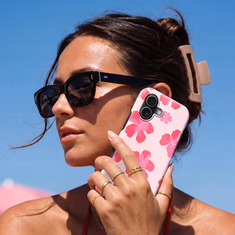 Hibiscus - Bloemen - Roze Toughcase MagSafe Apple iPhone 17 klein 1017 -Sfeer2V