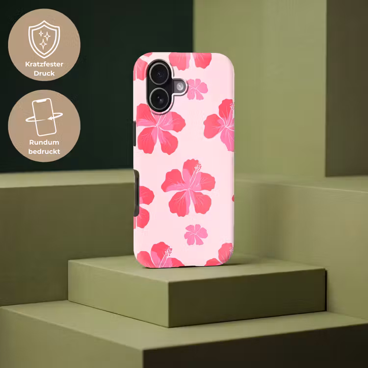 Hibiscus - Bloemen - Roze Toughcase MagSafe Apple iPhone 17 klein 1017 -USP_PrintM_DE