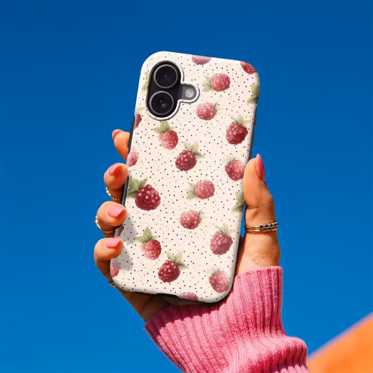 Framboos - Stippen - Rood Toughcase MagSafe Apple iPhone 17 klein 1017 -Sfeer1V