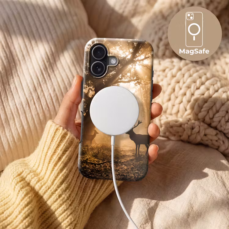Hert - Bos - Mistig - Natuur - Goud Toughcase MagSafe Apple iPhone 17 klein -USP_MagsafeV