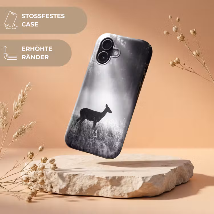 Hert - Bos - Zonnestralen - Zwart-wit - Natuur Toughcase MagSafe Apple iPhone 17 klein -USP_RandenV_DE