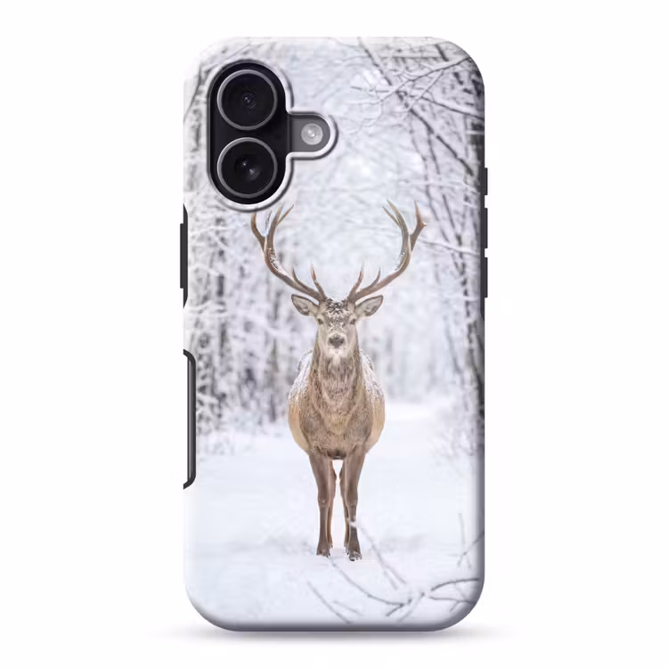 Hert - Winter - Bos - Natuur - Wit Toughcase MagSafe Apple iPhone 17 klein -3d