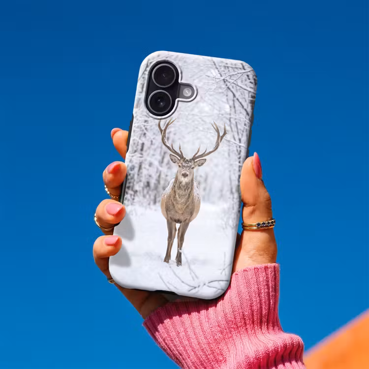 Hert - Winter - Bos - Natuur - Wit Toughcase MagSafe Apple iPhone 17 klein -Sfeer1V