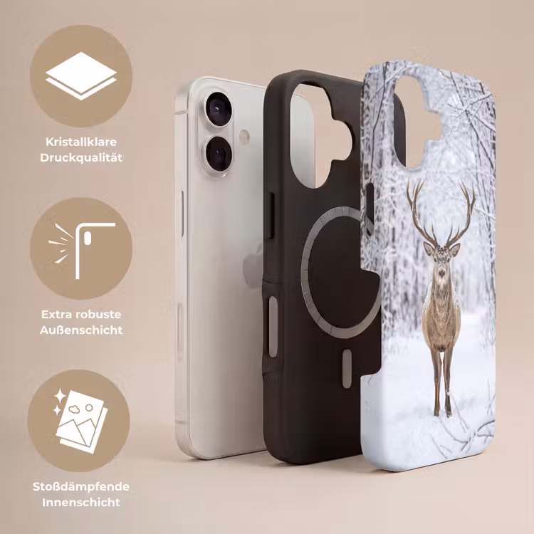 Hert - Winter - Bos - Natuur - Wit Toughcase MagSafe Apple iPhone 17 klein -USP_Lagen_DE