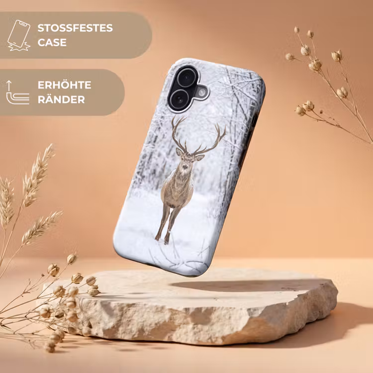 Hert - Winter - Bos - Natuur - Wit Toughcase MagSafe Apple iPhone 17 klein -USP_RandenV_DE