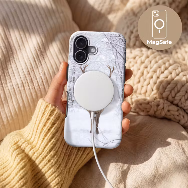 Hert - Winter - Bos - Natuur - Wit Toughcase MagSafe Apple iPhone 17 klein -USP_MagsafeV