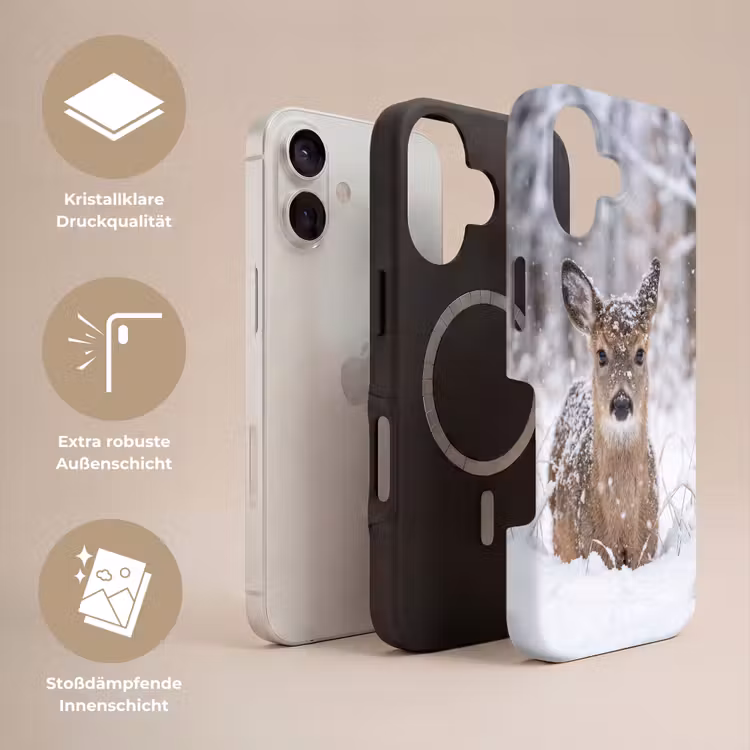 Hert - Sneeuw - Bos - Dieren - Vertederend Toughcase MagSafe Apple iPhone 17 klein -USP_Lagen_DE