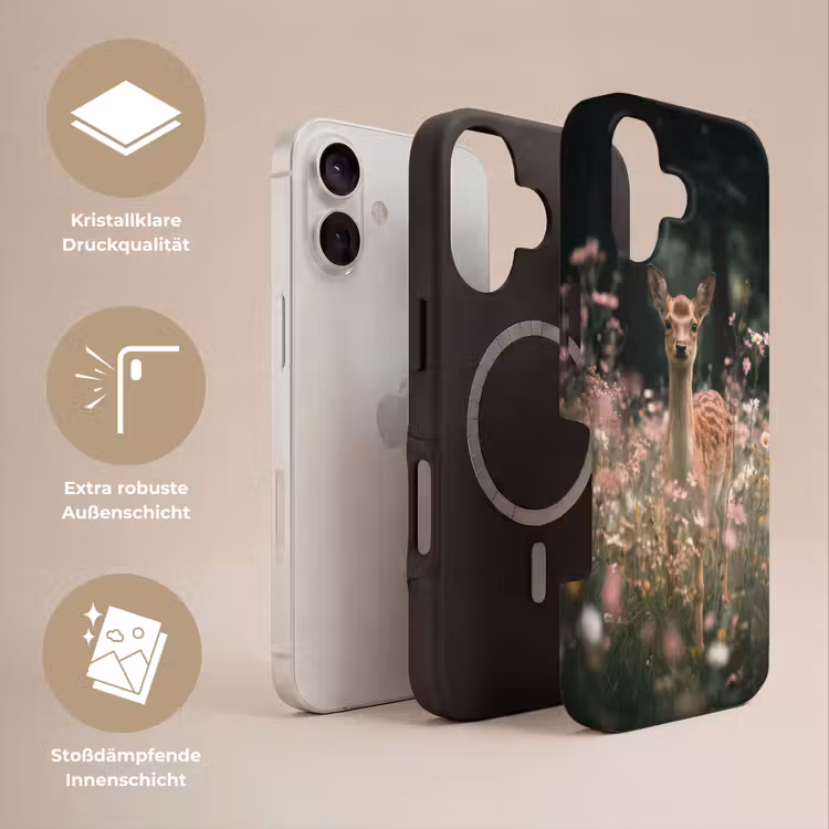 Hert - Wilde bloemen - Bos Toughcase MagSafe Apple iPhone 17 klein -USP_Lagen_DE