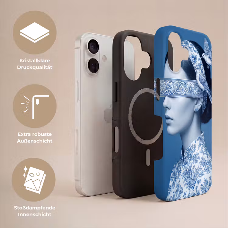 Portret - Klassiek - Wit - Blauw Toughcase MagSafe Apple iPhone 17 klein -USP_Lagen_DE