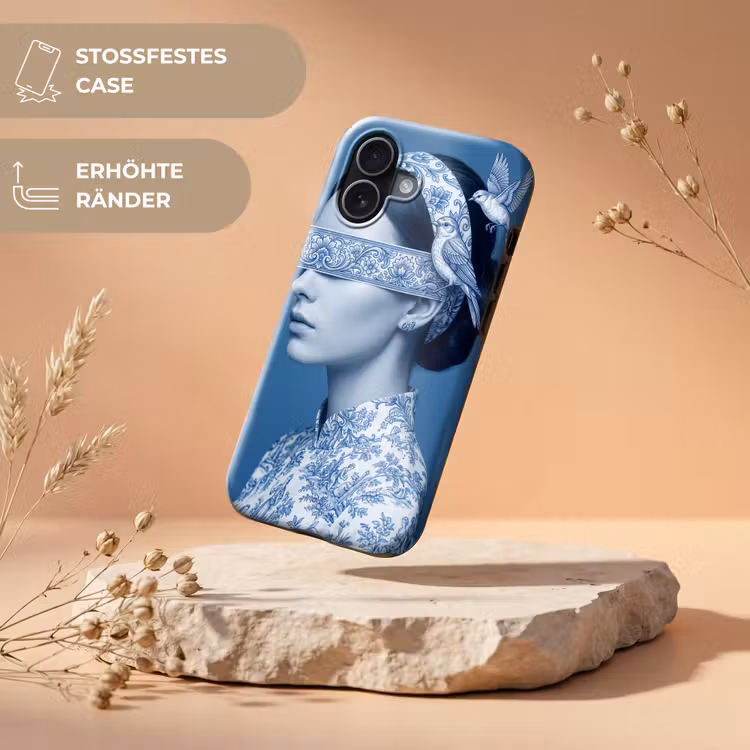 Portret - Klassiek - Wit - Blauw Toughcase MagSafe Apple iPhone 17 klein -USP_RandenV_DE