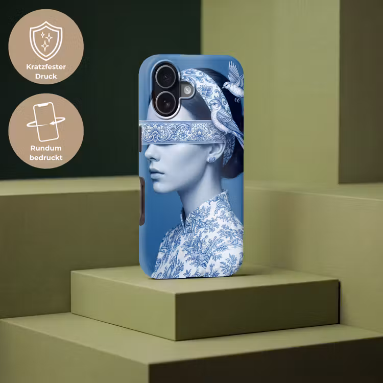 Portret - Klassiek - Wit - Blauw Toughcase MagSafe Apple iPhone 17 klein -USP_PrintM_DE