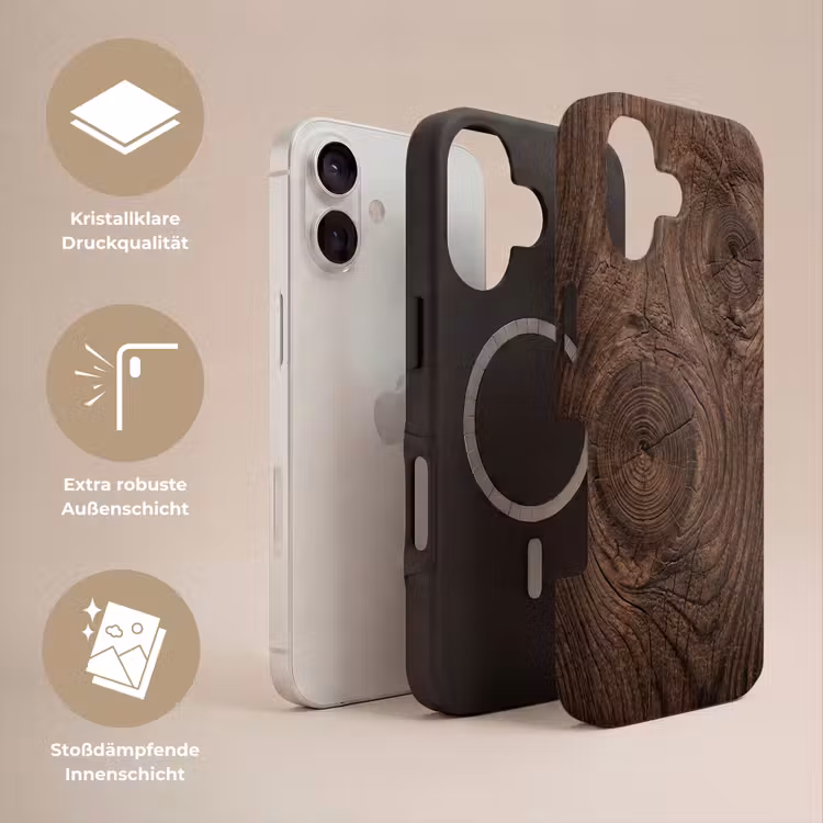 Houtnerf - Textuur - Patroon - Bruin - Rustiek Toughcase MagSafe Apple iPhone 17 klein -USP_Lagen_DE