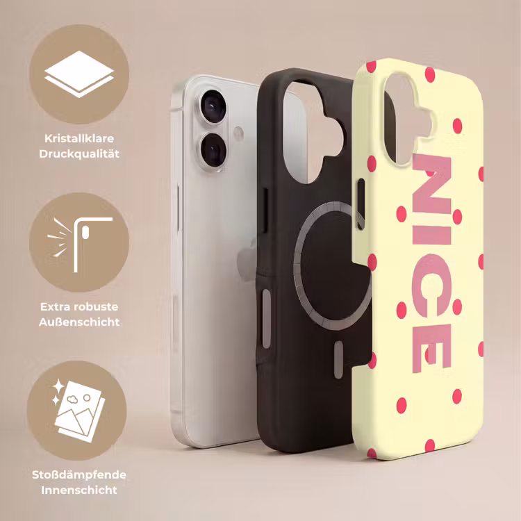 Nice - Stippen - Roze - Geel Toughcase MagSafe Apple iPhone 17 klein -USP_Lagen_DE