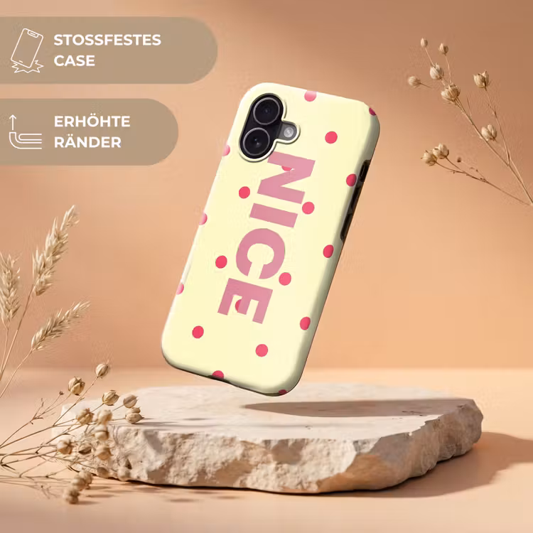 Nice - Stippen - Roze - Geel Toughcase MagSafe Apple iPhone 17 klein -USP_RandenV_DE