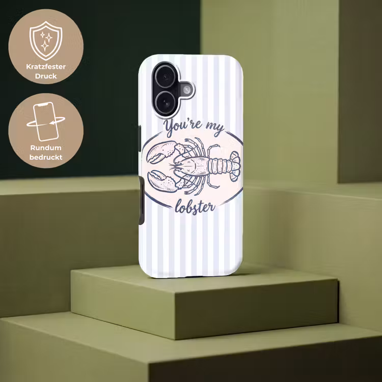 Kreeft - Illustratie - Liefde - Blauw - Decoratie Toughcase MagSafe Apple iPhone 17 klein -USP_PrintM_DE