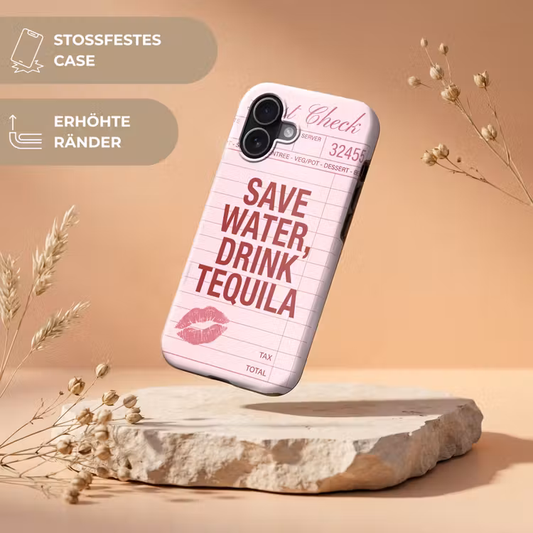 Humor - Drank - Tekst - Roze Toughcase MagSafe Apple iPhone 17 klein -USP_RandenV_DE