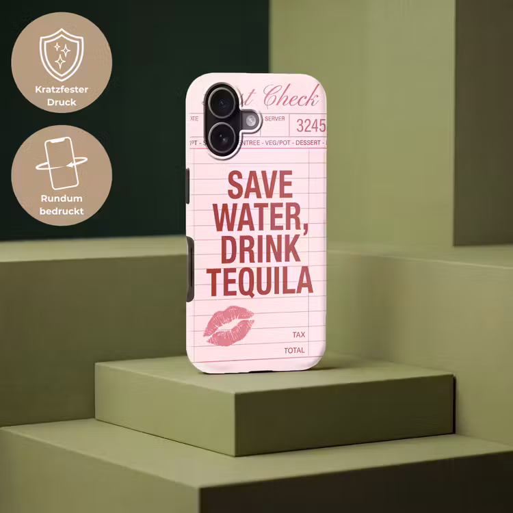 Humor - Drank - Tekst - Roze Toughcase MagSafe Apple iPhone 17 klein -USP_PrintM_DE