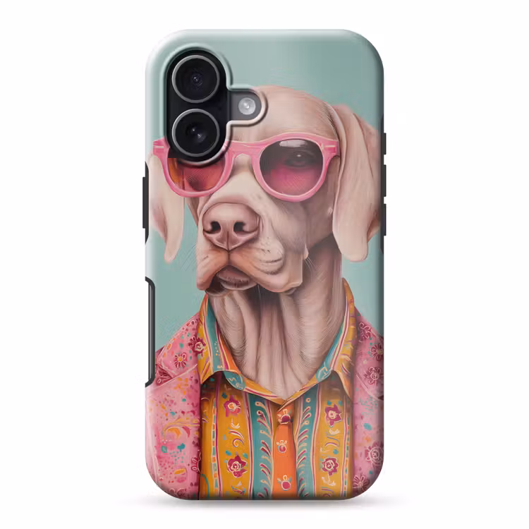 Hond - Overhemd - Bloemen - Bril Toughcase MagSafe Apple iPhone 17 klein -3d