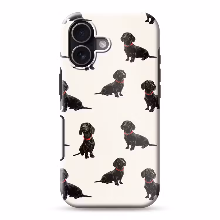 Hond - Patroon - Zwart Toughcase MagSafe Apple iPhone 17 klein 1017 -3d