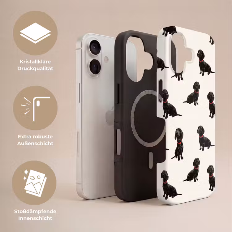 Hond - Patroon - Zwart Toughcase MagSafe Apple iPhone 17 klein 1017 -USP_Lagen_DE