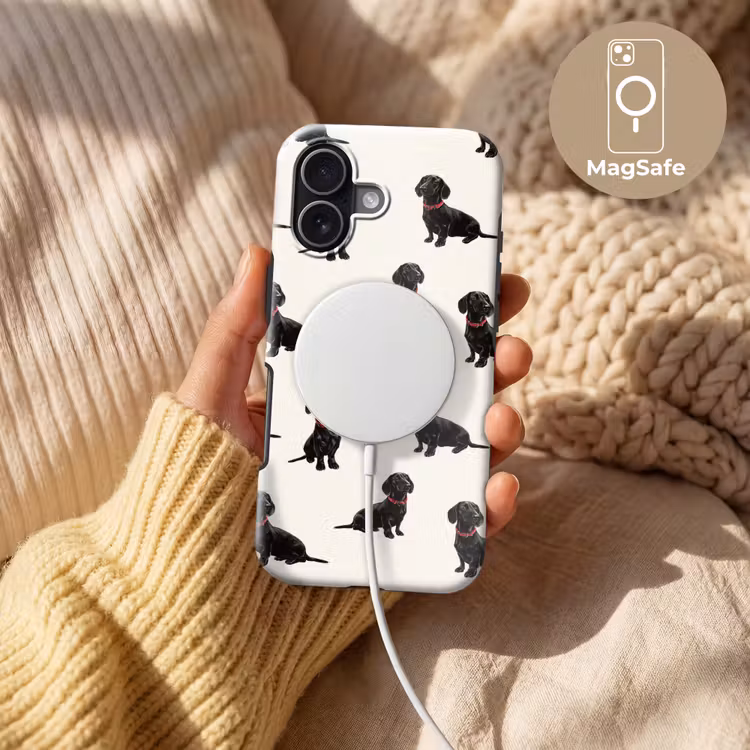 Hond - Patroon - Zwart Toughcase MagSafe Apple iPhone 17 klein 1017 -USP_MagsafeV